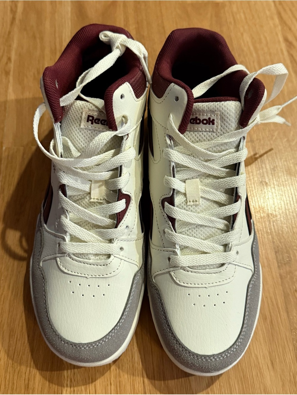 NEW Reebok Kids Royal BB4500 HI2 High-Top Sneakers - White/Maroon/Gray - Size 7